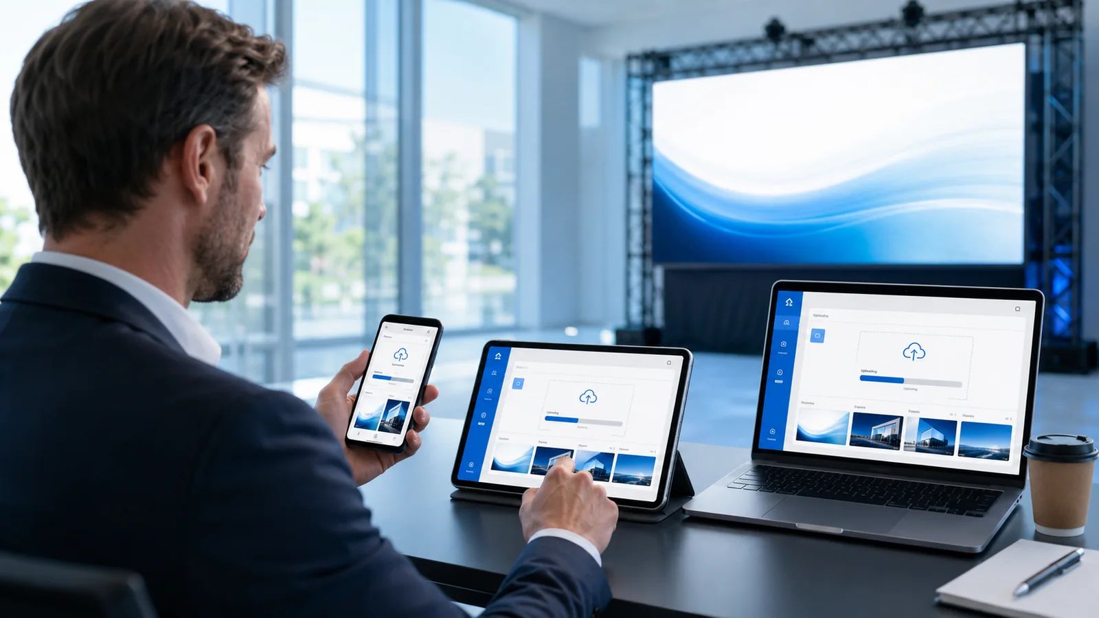 Ledscherm beheren vanaf mobiel, tablet en laptop